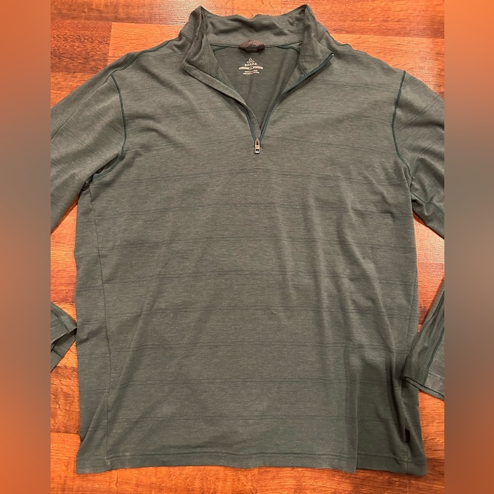 prAna Breathe Quarter Zip Pullover XL Blue Long Sleeve Stretch Performance